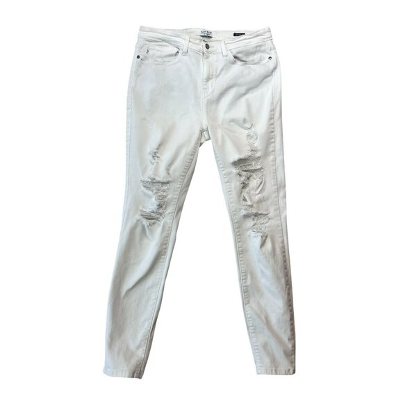 Judy Blue White Womens Skinny Distressed Jean Size 13/30 - Picture 1 of 12